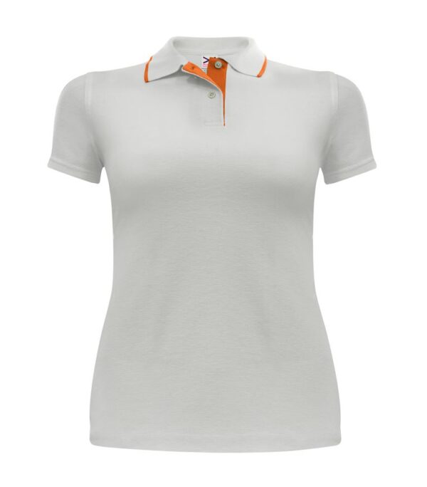 PLAYERA DAMA 770 BLANCO CUELLO NARANJA