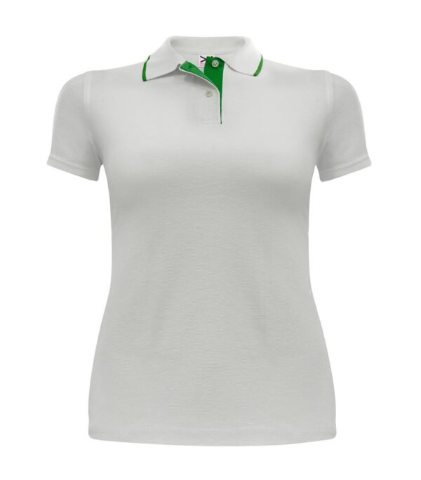 PLAYERA DAMA 770 BLANCO CUELLO VERDE