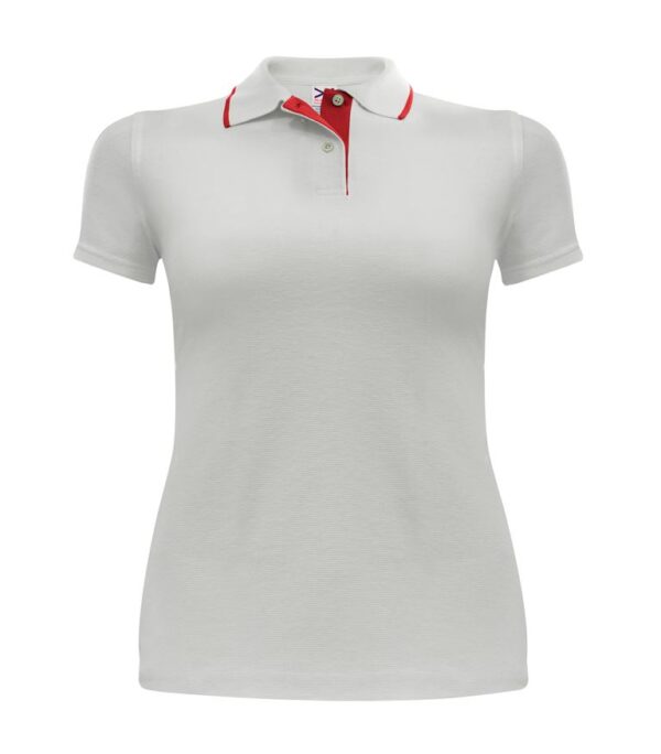 PLAYERA DAMA 770 BLANCO CUELLO ROJO