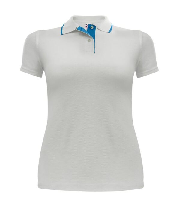 PLAYERA DAMA 770 BLANCO CUELLO AZUL